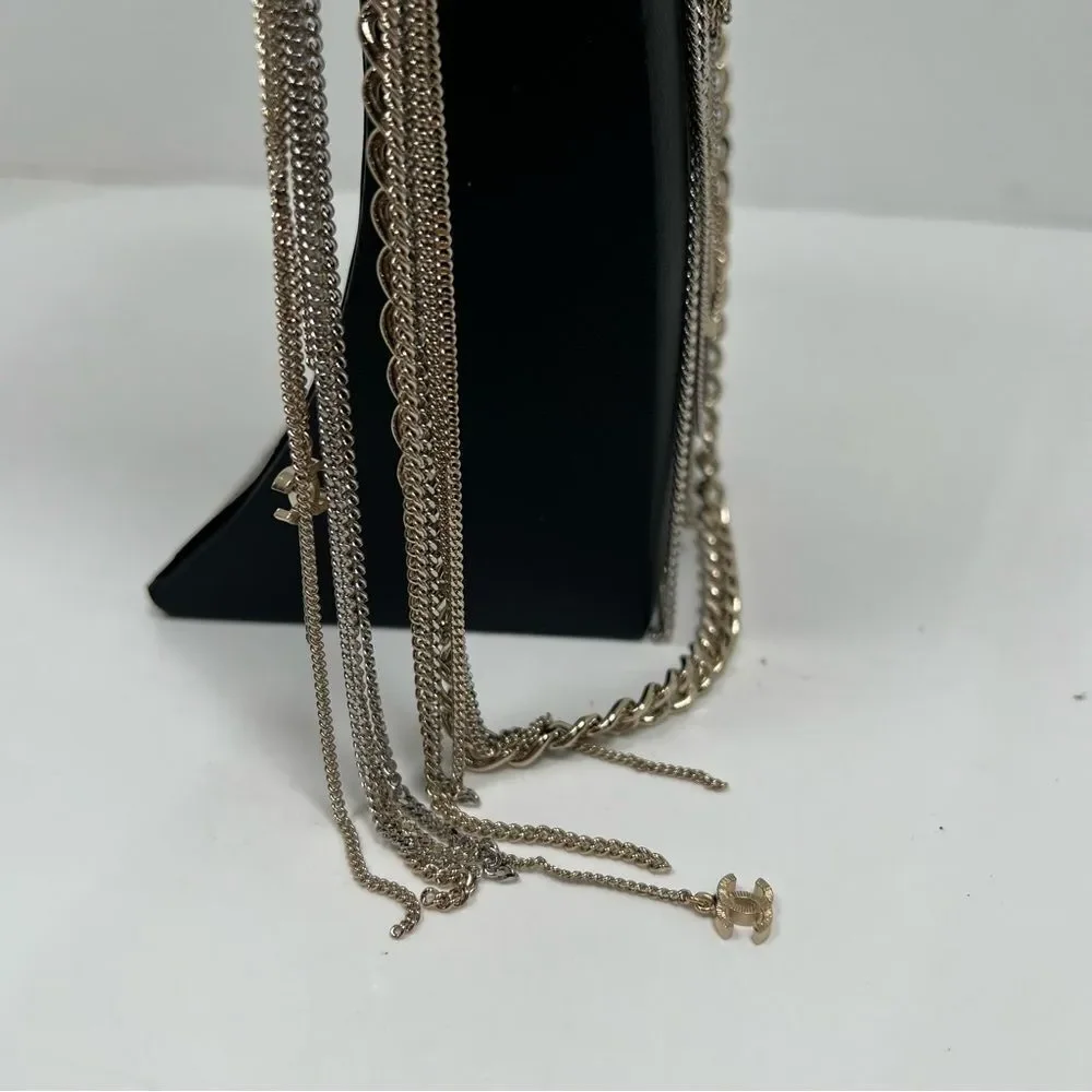 Chanel CC Multilayer  Metal Necklace Choker With Box